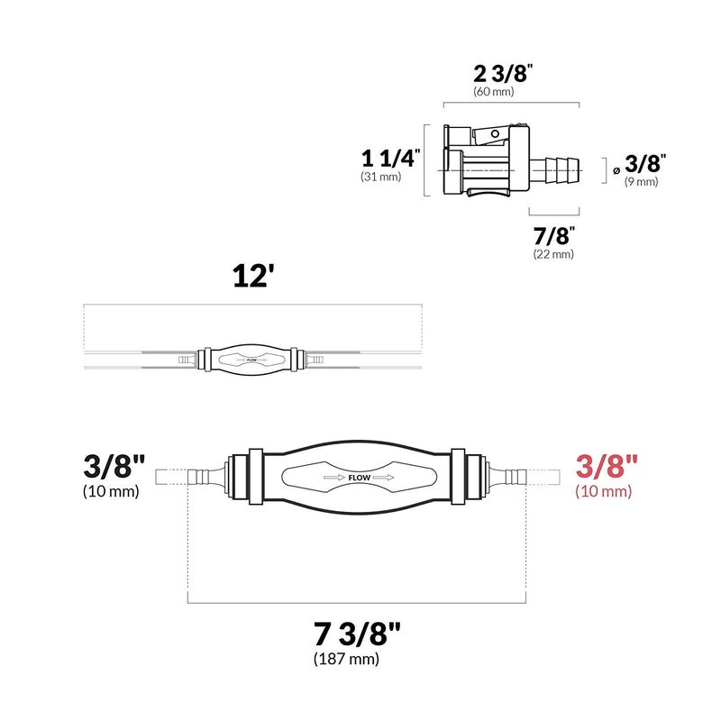 Five Oceans Marine Boat Fuel Line Kit Compatible with Mercury 3/8-Inch x 6-Foot, EPA/CARB Approved, Leakproof Outboard Fuel Line for All Mercury Engine End & Tank End Male Fitting (Post-1998) - FO4282 - Image 4